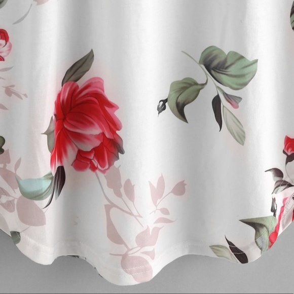 {October Love}Size Large Left!White/Red Floral Top - Picture 4 of 5